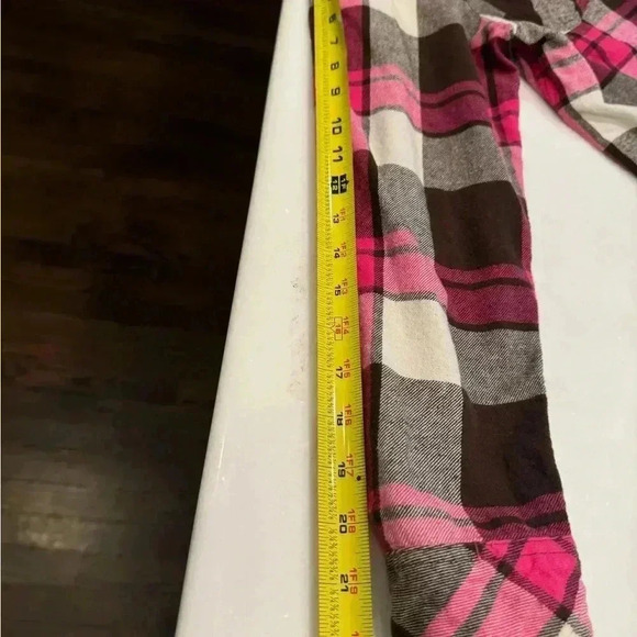Bit & Bridle women’s snap down plaid shirt pink, brown & white size large - Picture 10 of 10